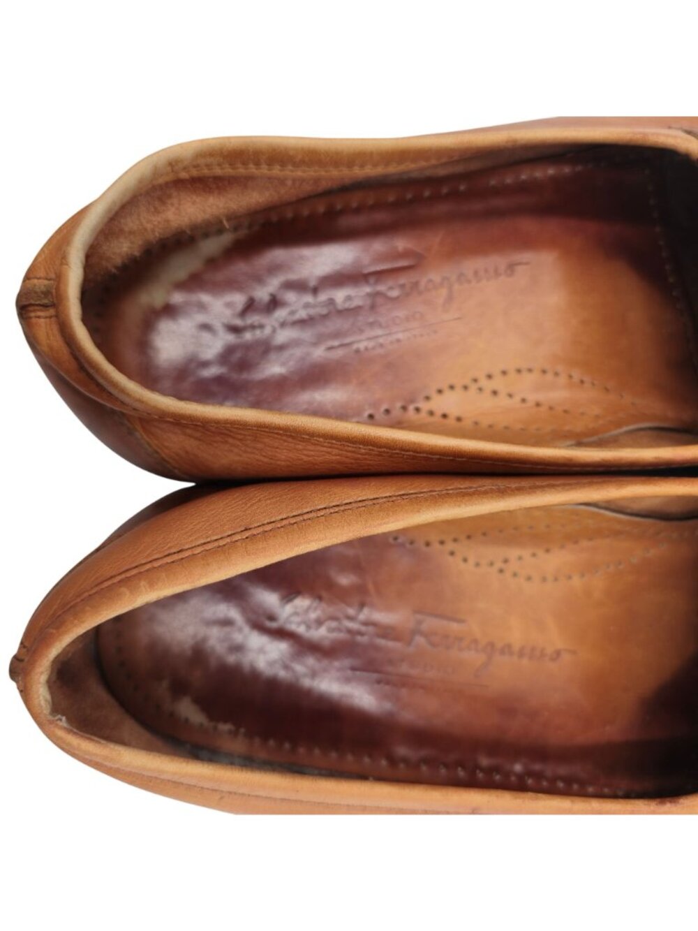Vintage Salvatore Ferragamo 9.5D Tan Brown Leather Loafers Dress Casual Shoes - Picture 5 of 11